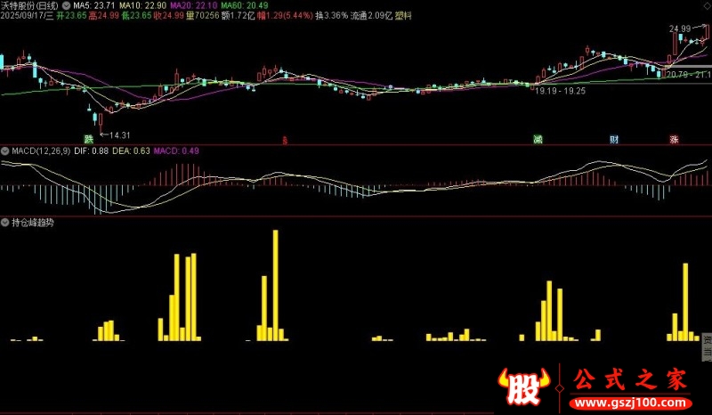 通达信持仓峰趋势副图指标